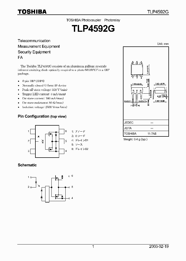 TLP4592G_4364314.PDF Datasheet