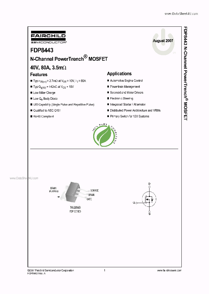 FDP8443_4504402.PDF Datasheet