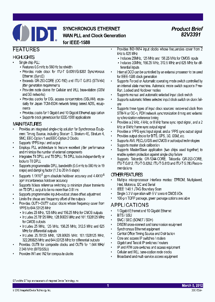 82V3391BEQGBLANK_4510190.PDF Datasheet