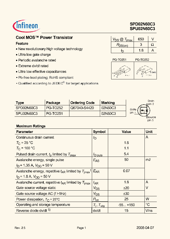 SPD02N60C308_4528288.PDF Datasheet