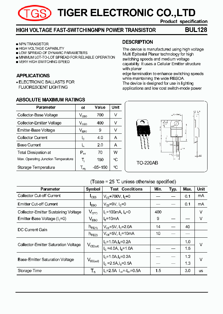 BUL128_4580869.PDF Datasheet