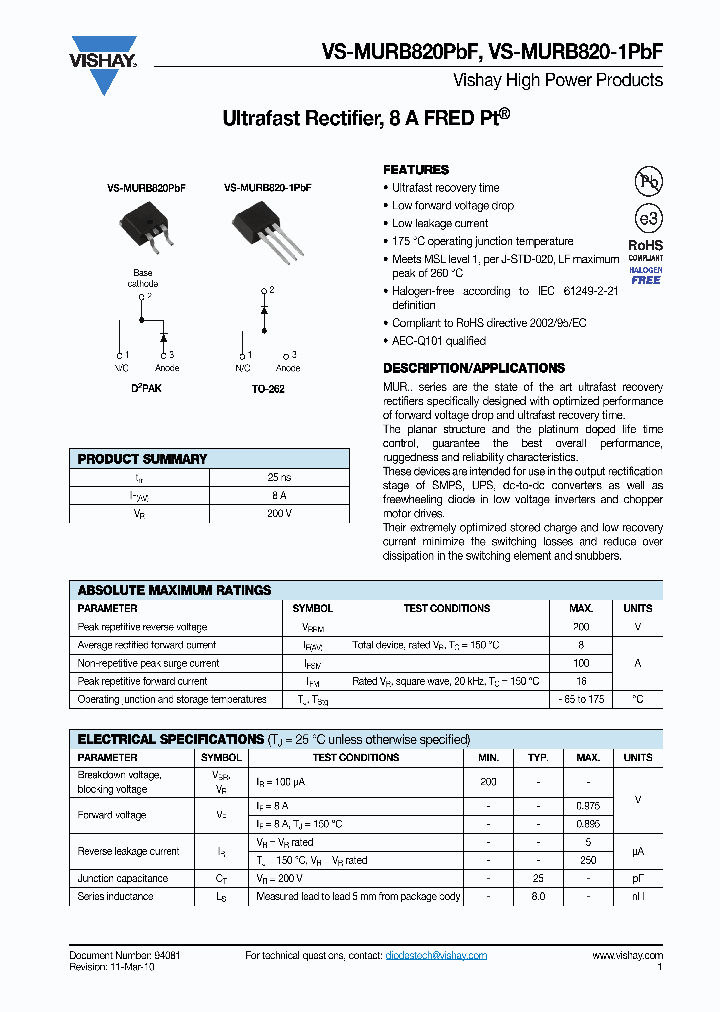 VS-MURB820-1PBF_4591292.PDF Datasheet