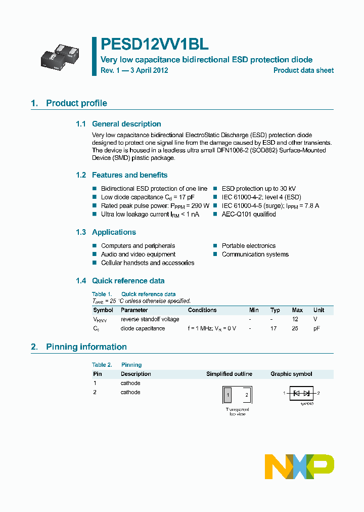 PESD12VV1BL_4601507.PDF Datasheet