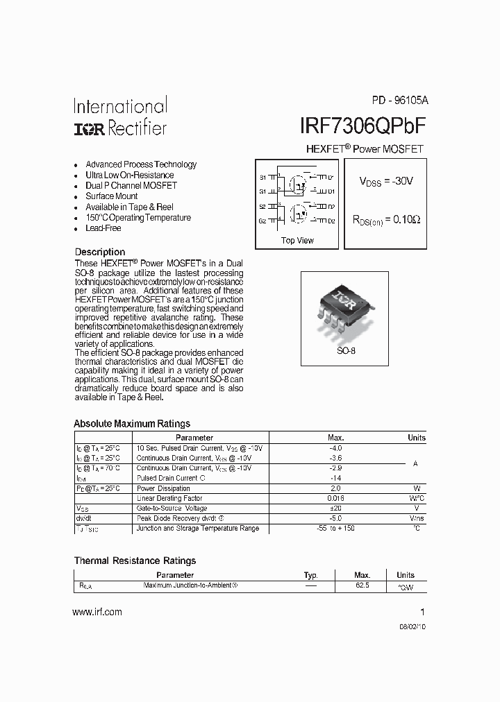 IRF7306QPBF10_4607138.PDF Datasheet