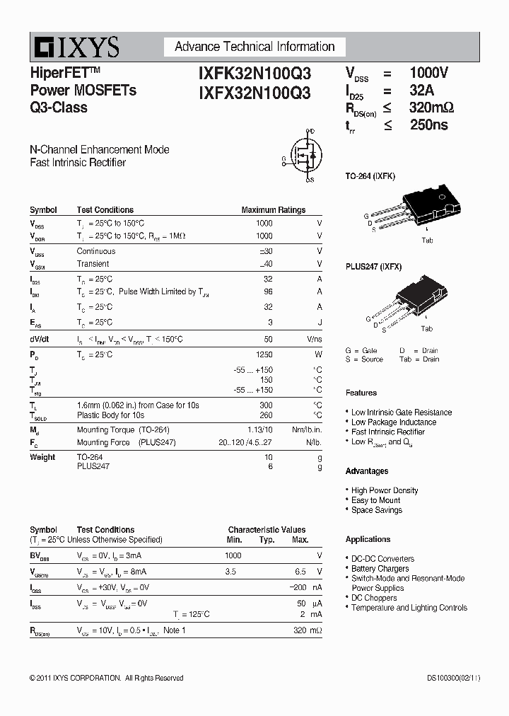 IXFK32N100Q3_4621610.PDF Datasheet