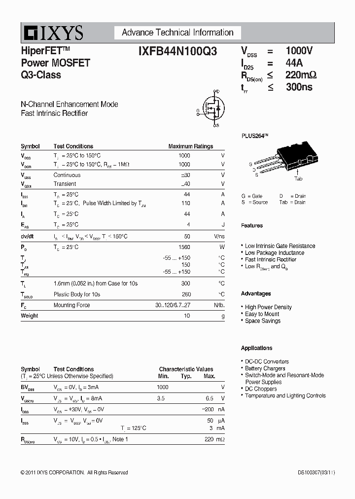 IXFB44N100Q3_4622897.PDF Datasheet