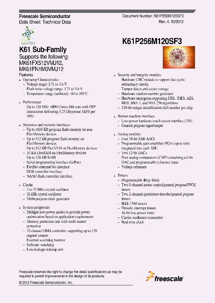 K61P256M120SF31210_4638045.PDF Datasheet