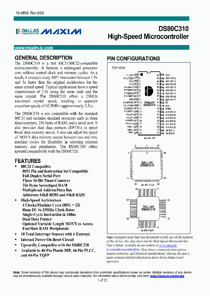 DS80C310_4648730.PDF Datasheet