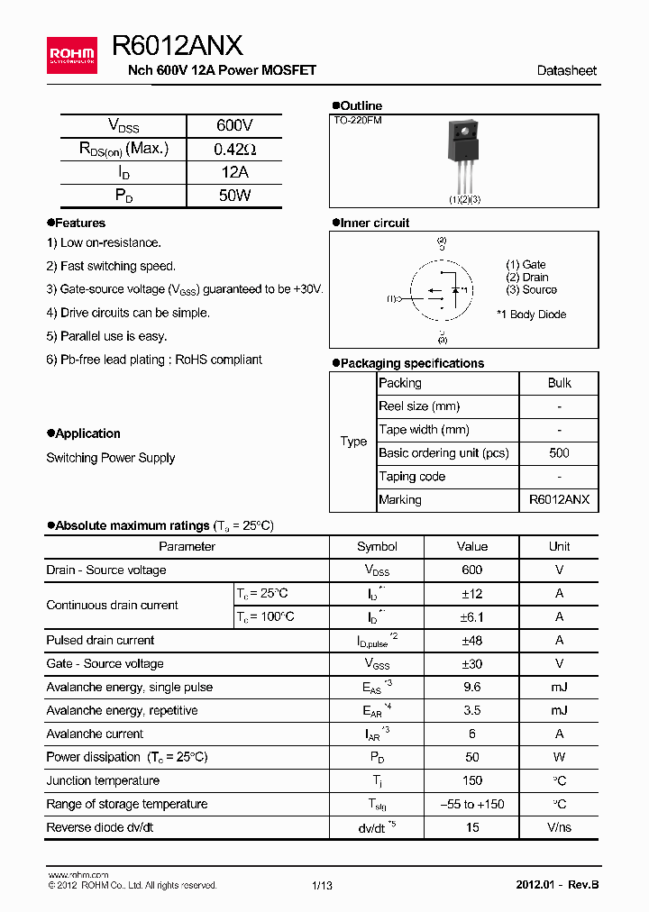 R6012ANX_4649349.PDF Datasheet