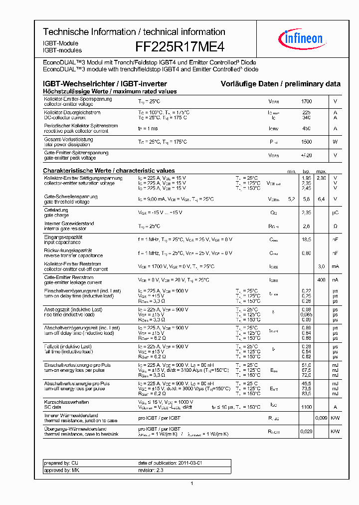 FF225R17ME4_4662467.PDF Datasheet