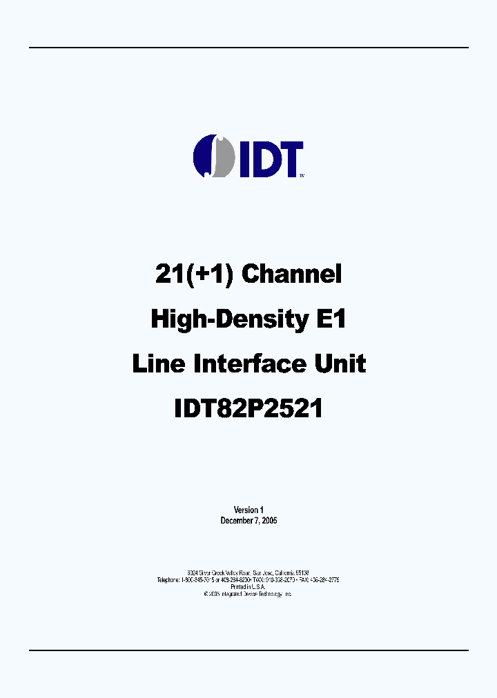 IDT82P2521BHGBLANK_4672529.PDF Datasheet