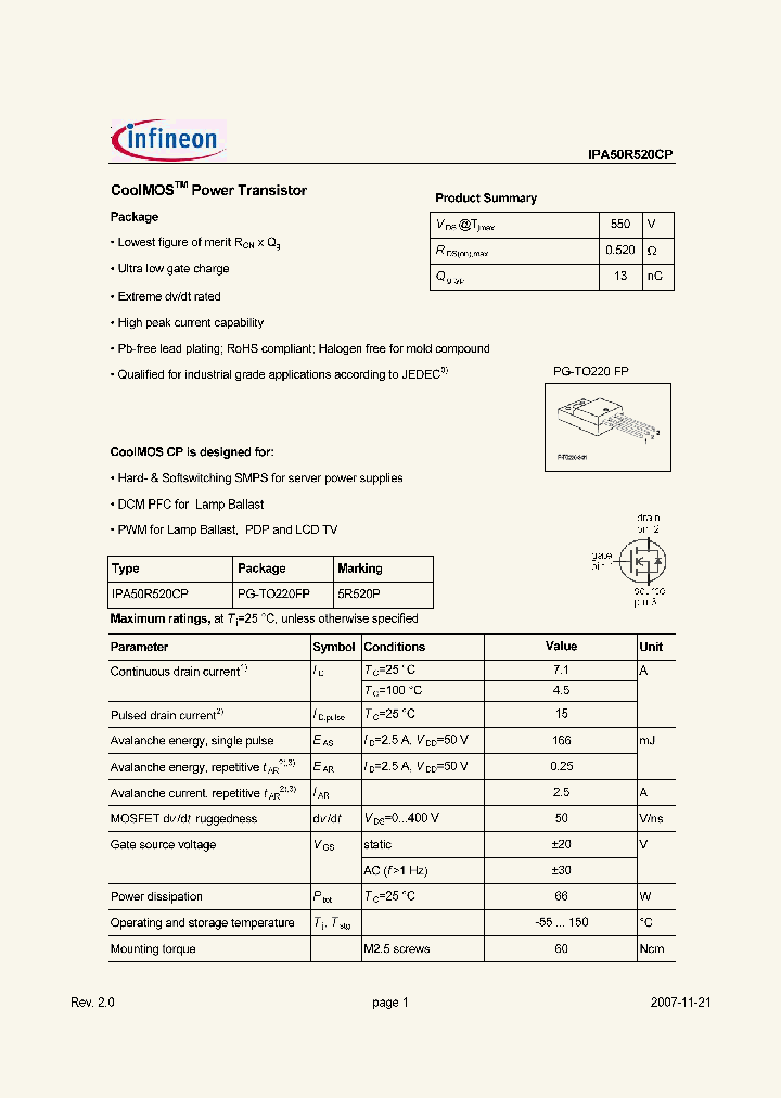 IPA50R520CP_4700191.PDF Datasheet