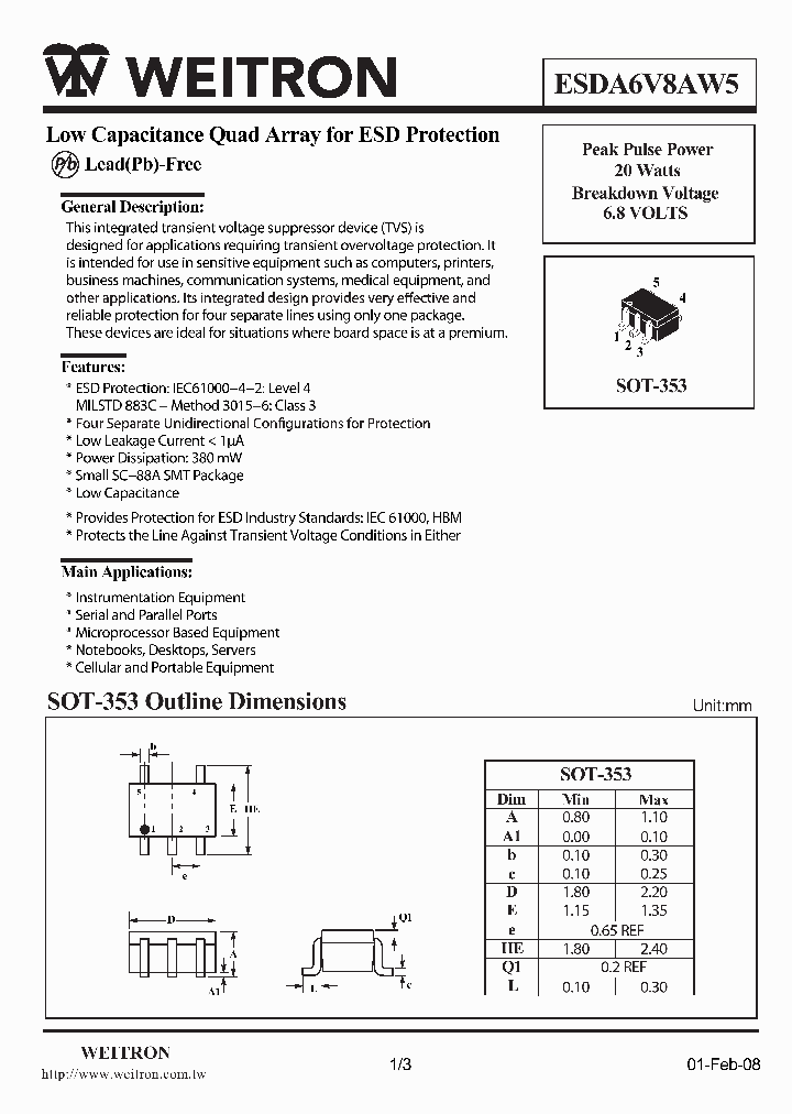 ESDA6V8AW5_4708550.PDF Datasheet