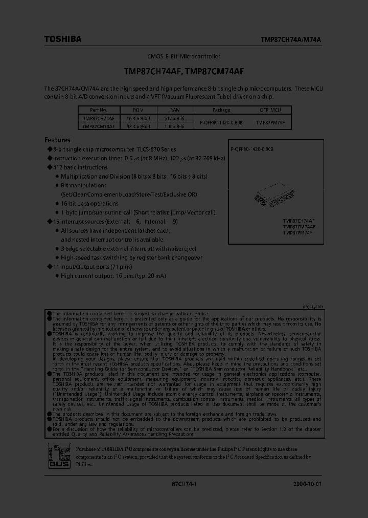 TMP87CH74AF_4742192.PDF Datasheet