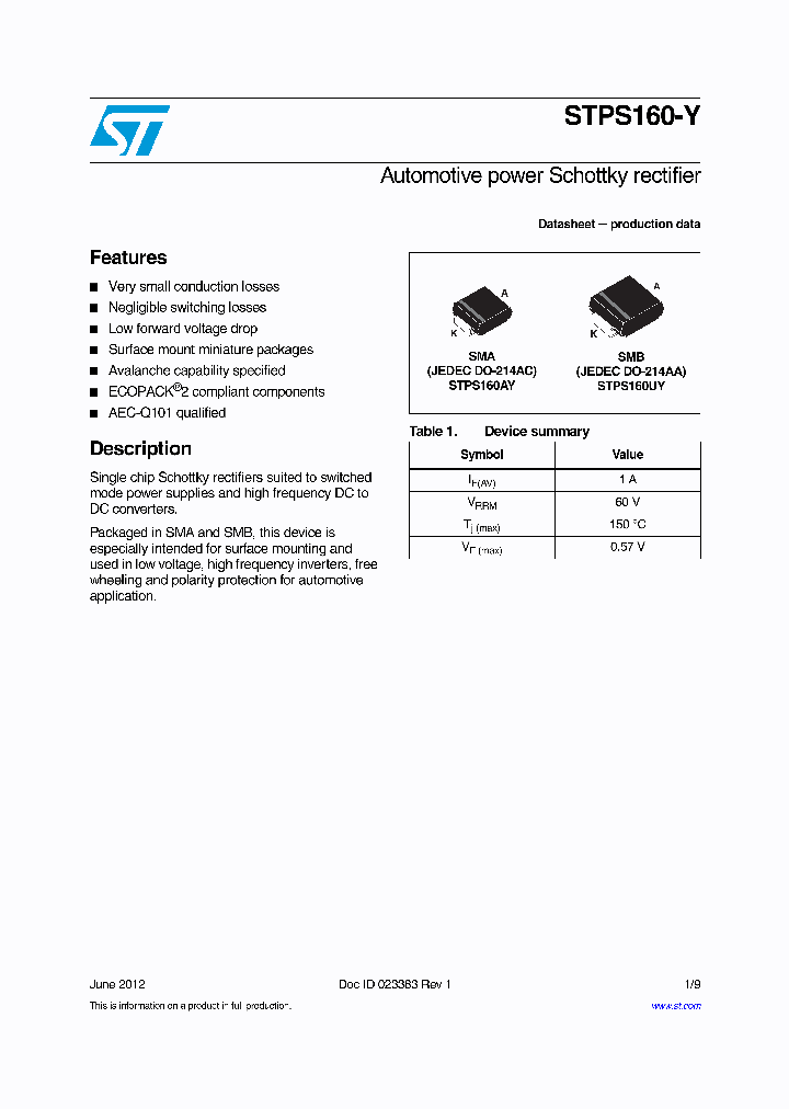 STPS160-Y_4745900.PDF Datasheet