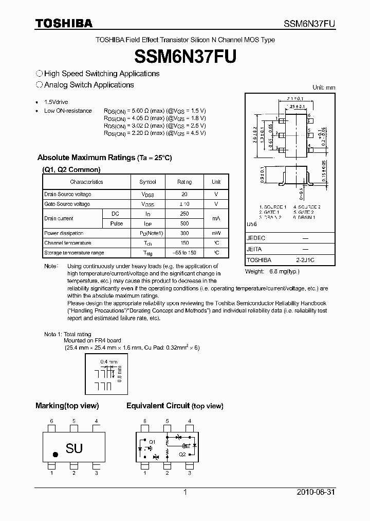 SSM6N37FU_4773731.PDF Datasheet