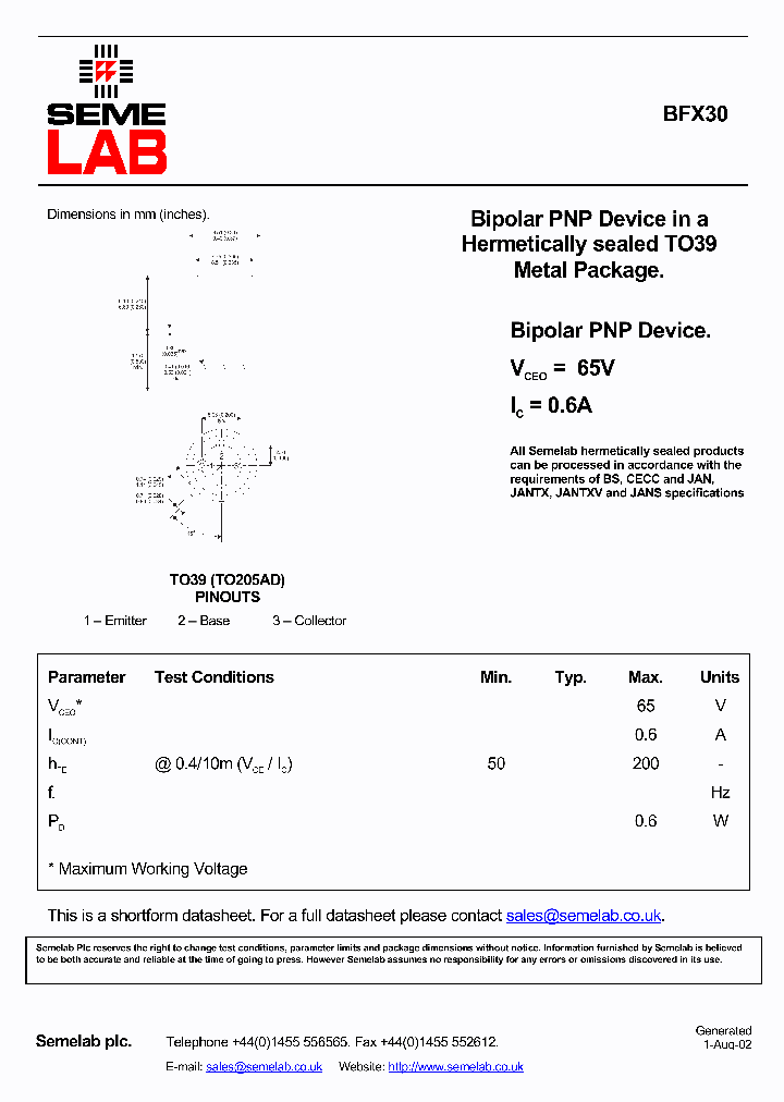 BFX30_4778569.PDF Datasheet