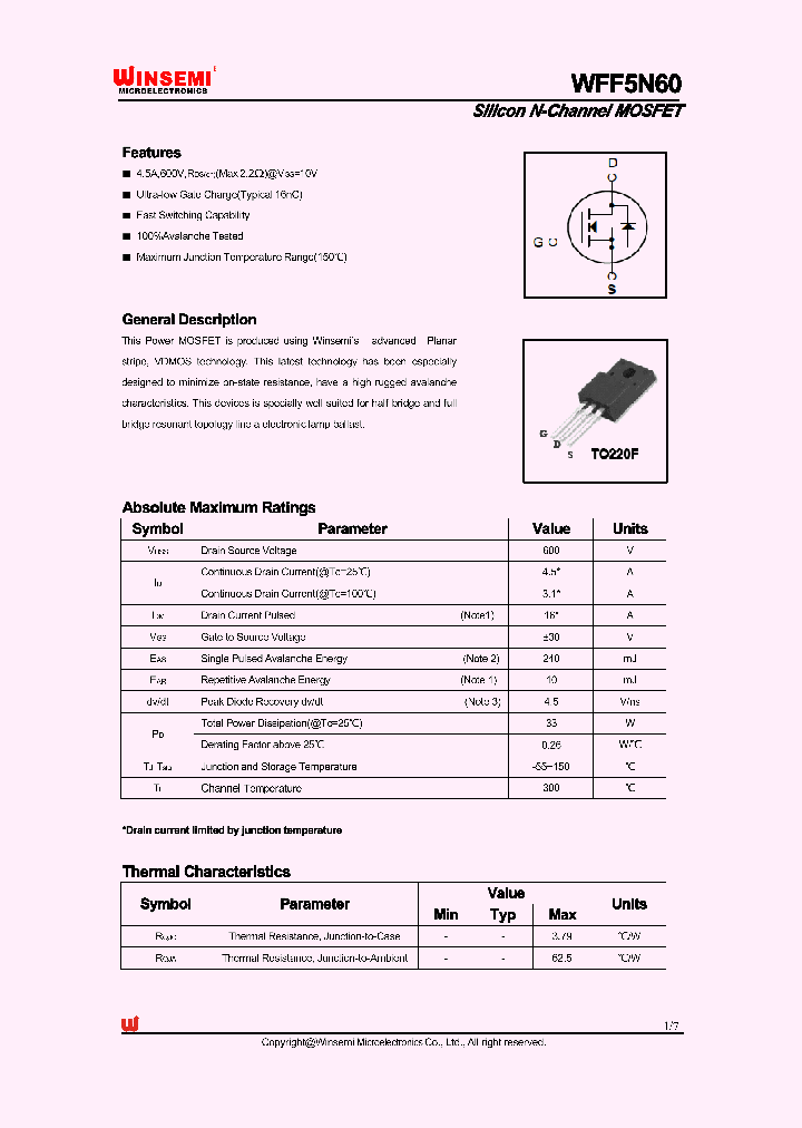 WFF5N60_4782139.PDF Datasheet