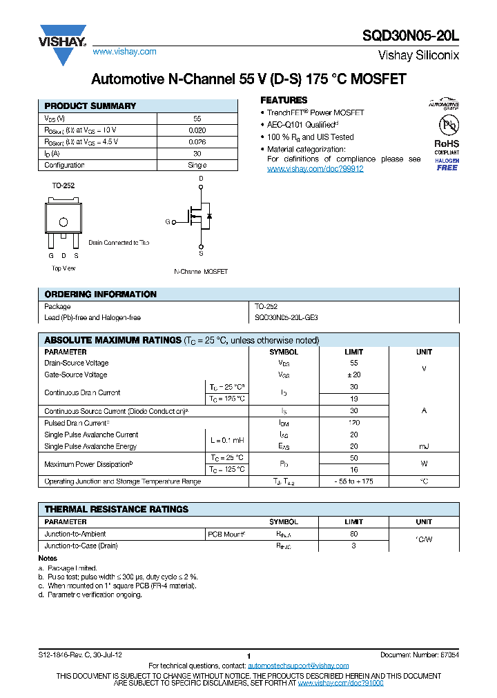 SQD30N05-20L_4785108.PDF Datasheet