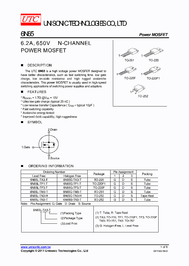 6N65L-TN3-R_4843957.PDF Datasheet