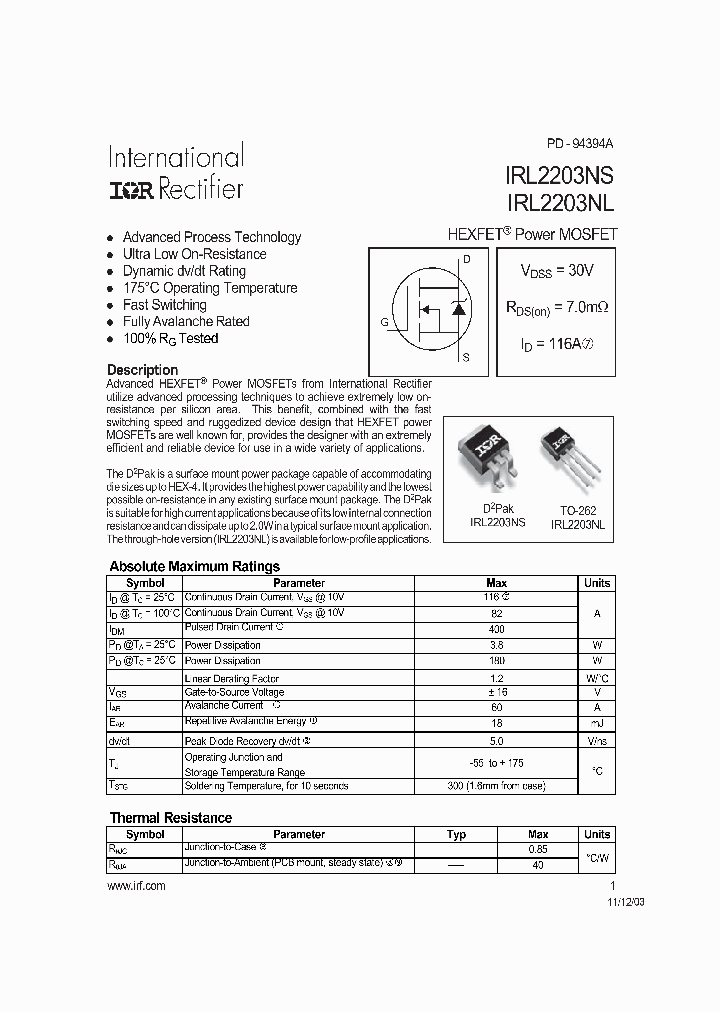 IRL2203NSTRR_4907481.PDF Datasheet