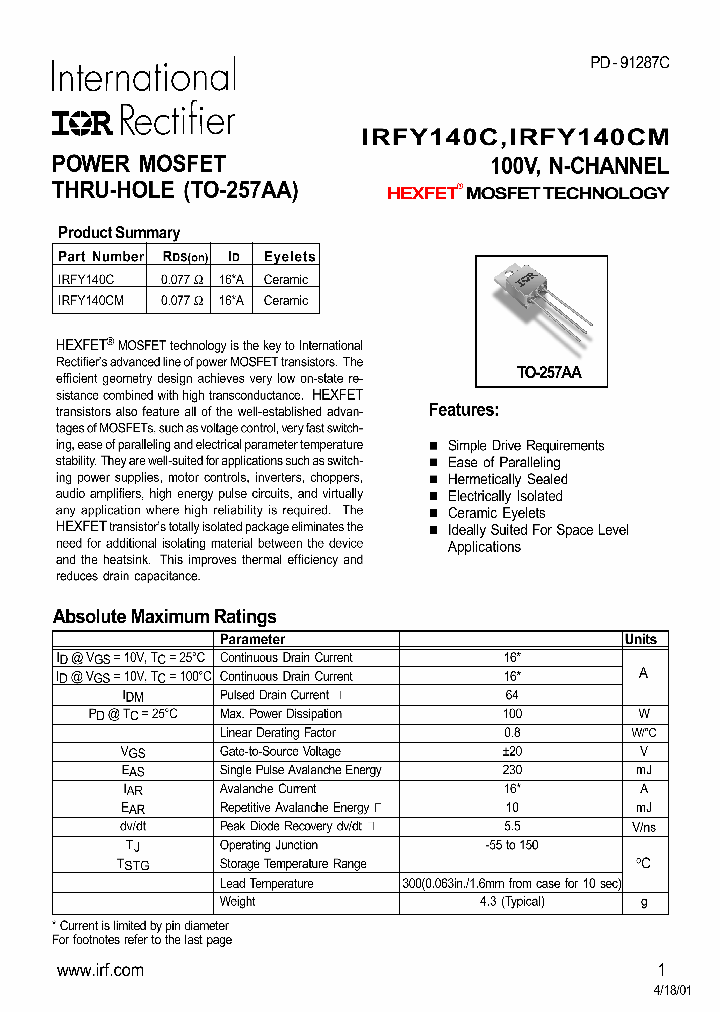 IRFY140CM_4912696.PDF Datasheet