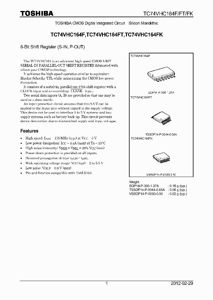 TC74VHC164FT12_4925312.PDF Datasheet