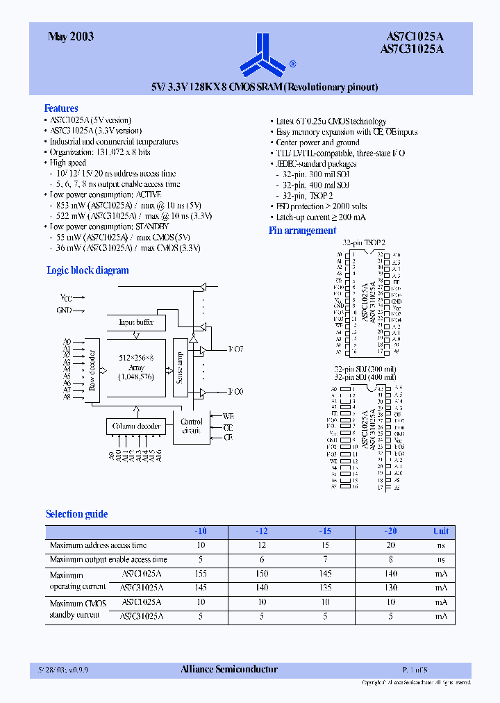 AS7C31025A-10TJI_4932591.PDF Datasheet