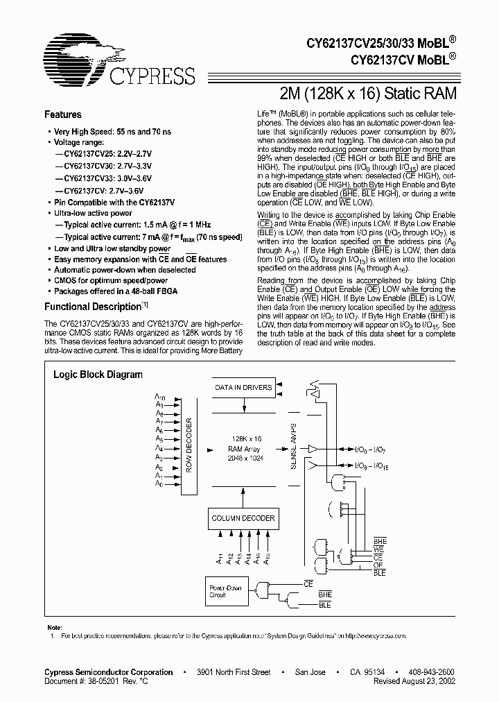 CY62137CV30LL-70BAI_4962276.PDF Datasheet