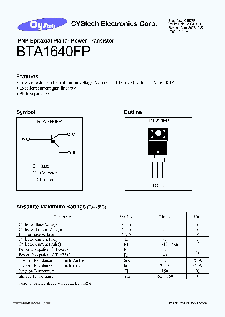 BTA1640FP_4960654.PDF Datasheet