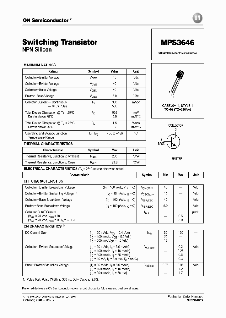 MPS3646RLRA_4998712.PDF Datasheet