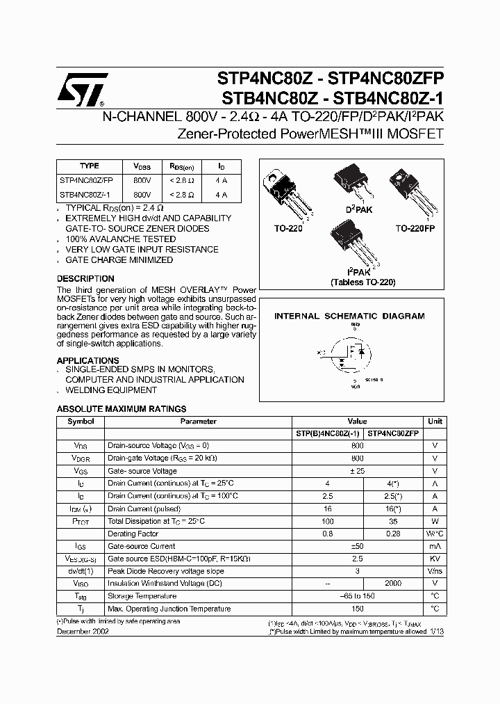 STB4NC80Z-1_5013707.PDF Datasheet