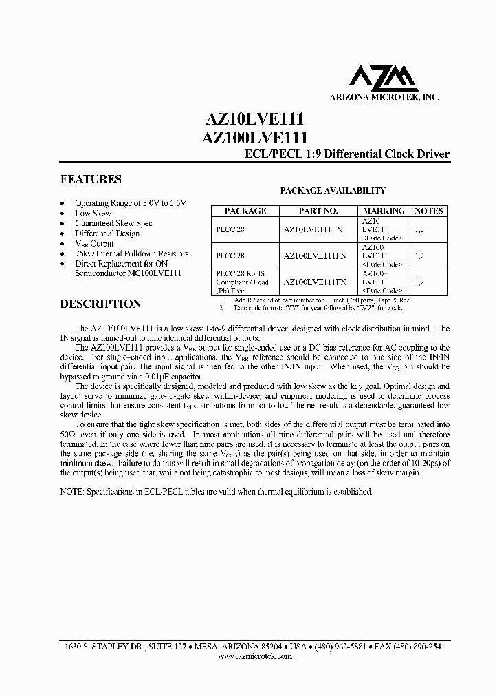 AZ100LVE111FN_5043240.PDF Datasheet