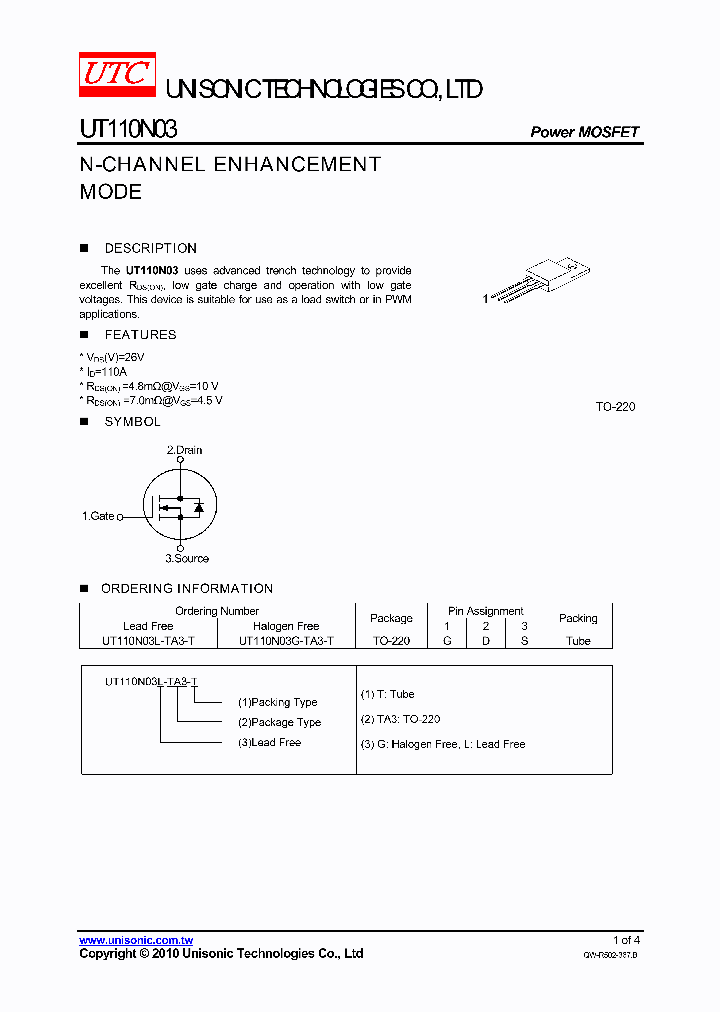 UT110N03G-TA3-T_5066496.PDF Datasheet