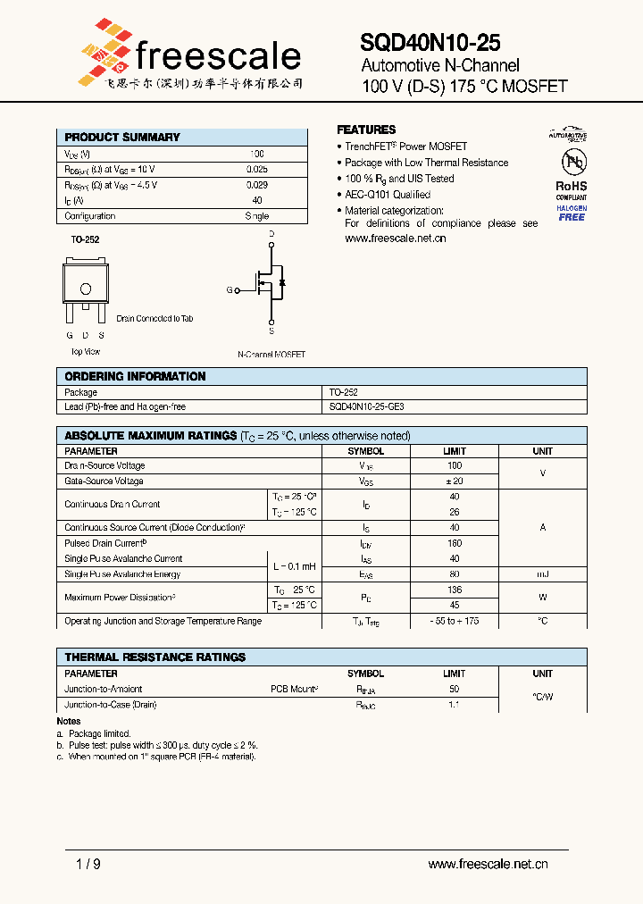 SQD40N10-40L_5077365.PDF Datasheet