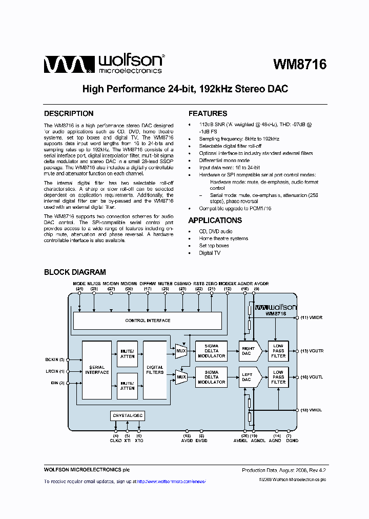 WM8716SEDSRV_5104798.PDF Datasheet