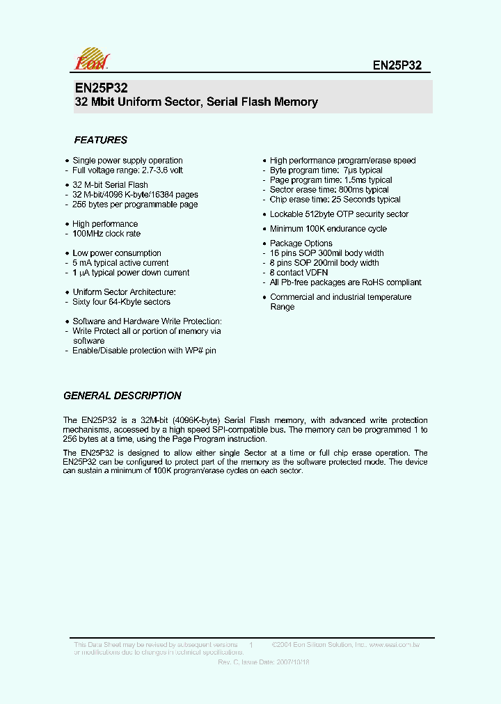 EN25P32-75VIP_5166455.PDF Datasheet