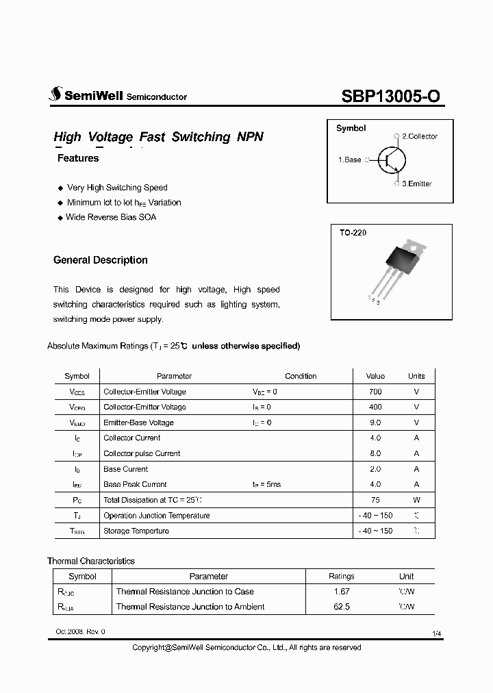 SBP13005-O_5212809.PDF Datasheet