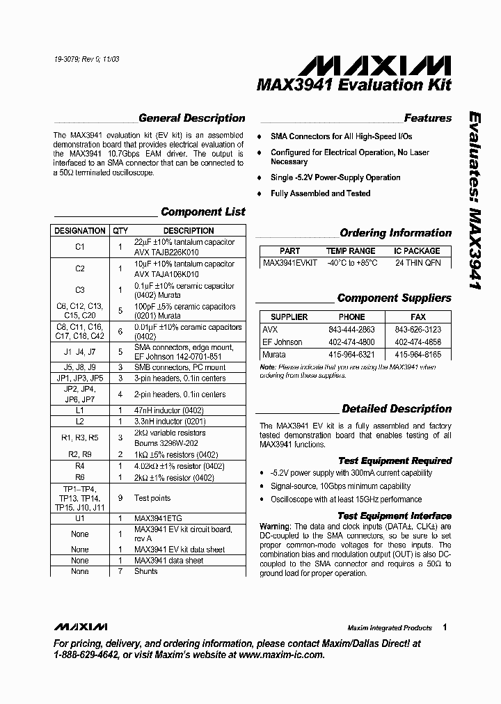 MAX3941EVKIT_5258152.PDF Datasheet