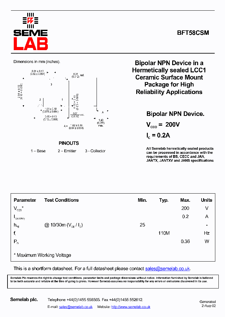 BFT58CSM_5282917.PDF Datasheet