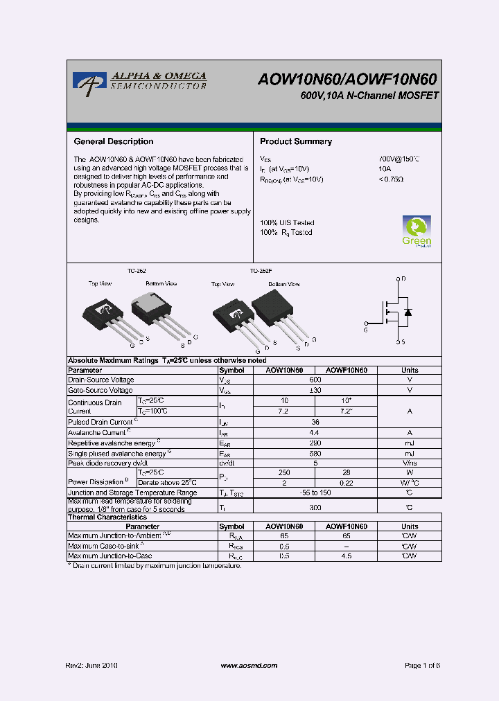 AOWF10N60_5317995.PDF Datasheet