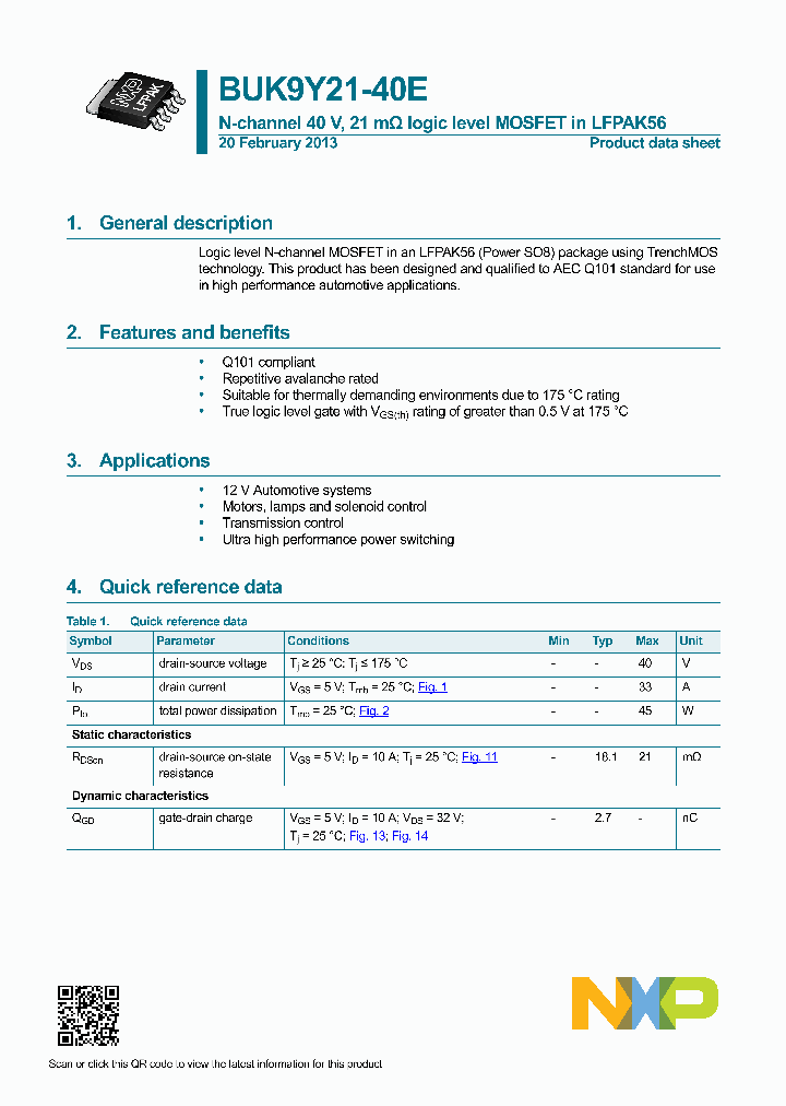 BUK9Y21-40E_5324047.PDF Datasheet