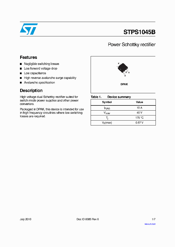 STPS1045B10_5353852.PDF Datasheet
