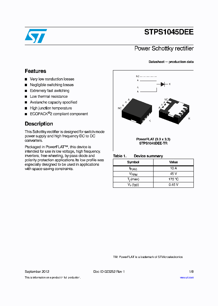 STPS1045DEE_5353854.PDF Datasheet