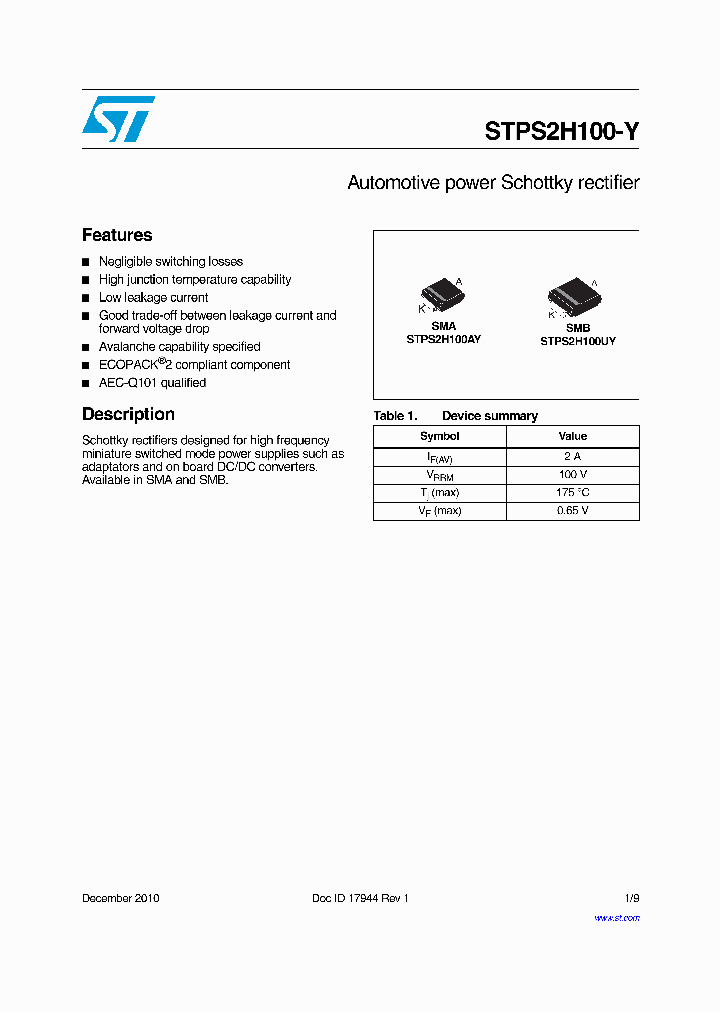 STPS2H100-Y_5365858.PDF Datasheet