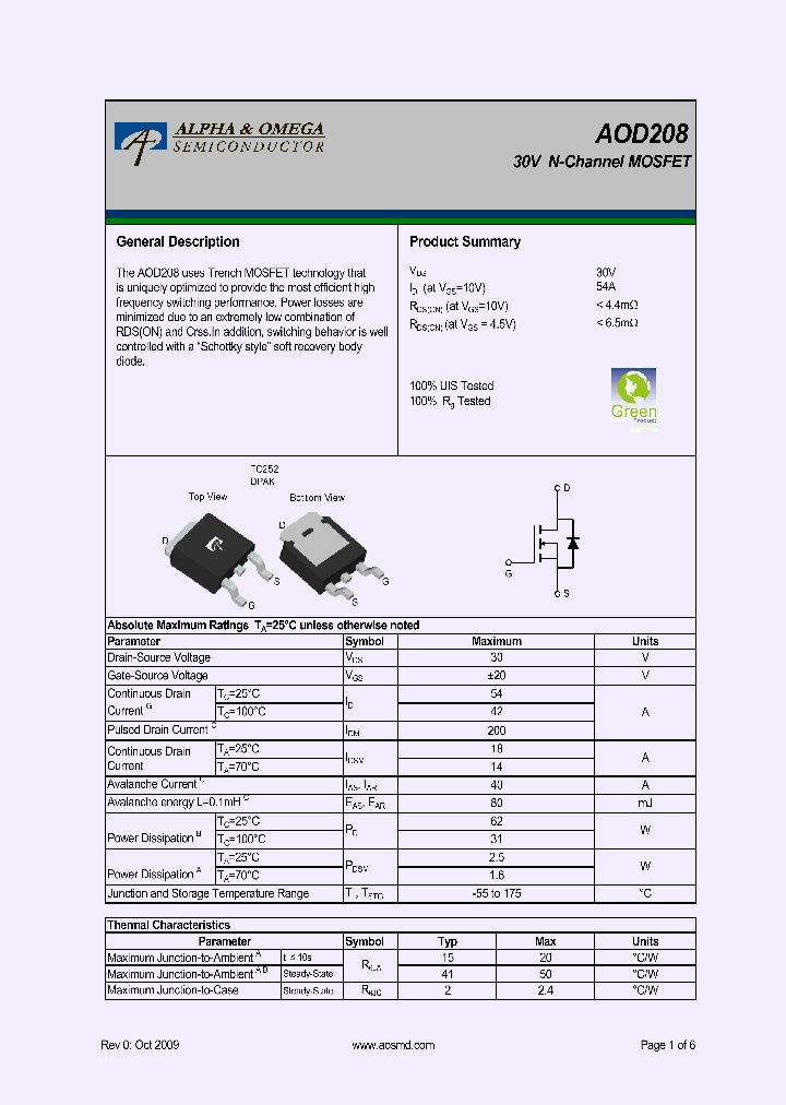 AOD208_5366469.PDF Datasheet