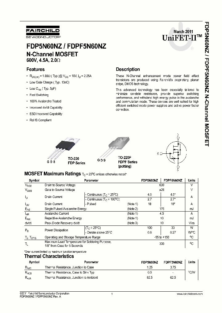 FDPF5N60NZ_5376750.PDF Datasheet