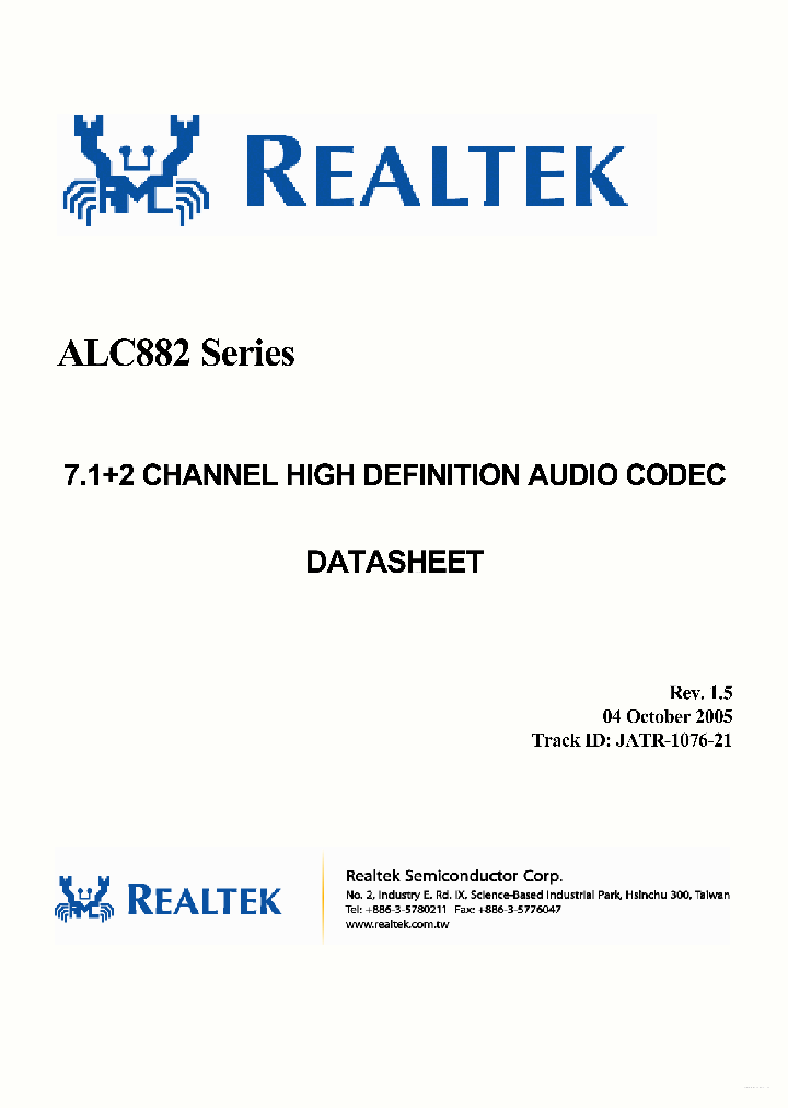 ALC882_5376911.PDF Datasheet