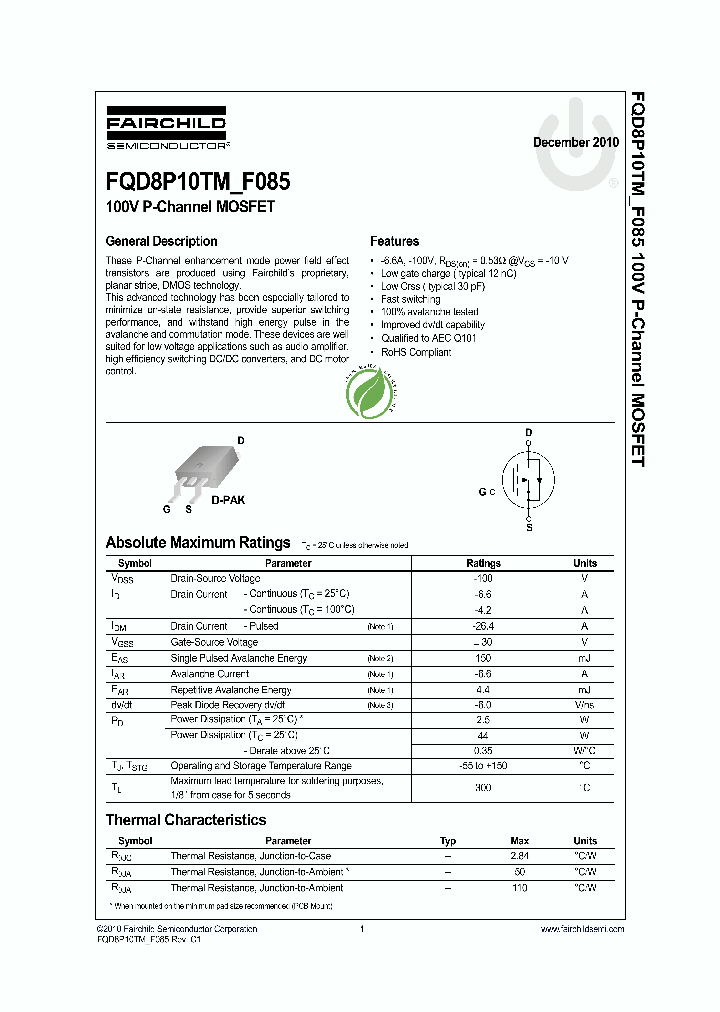 FQD8P10TM_5414563.PDF Datasheet