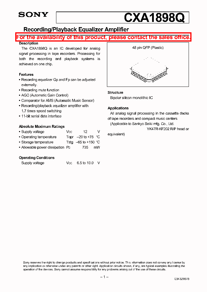 CXA1898Q_5427836.PDF Datasheet